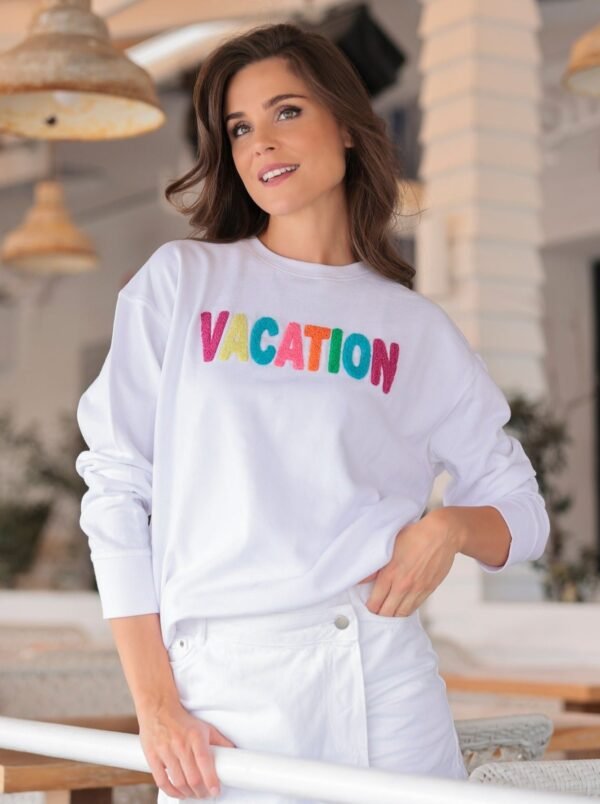 Shiraleah Vacation Sweatshirt. White